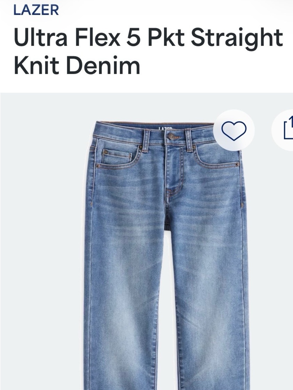 Lazer Kids' Straight Knit Denim Jeans in Light Blue